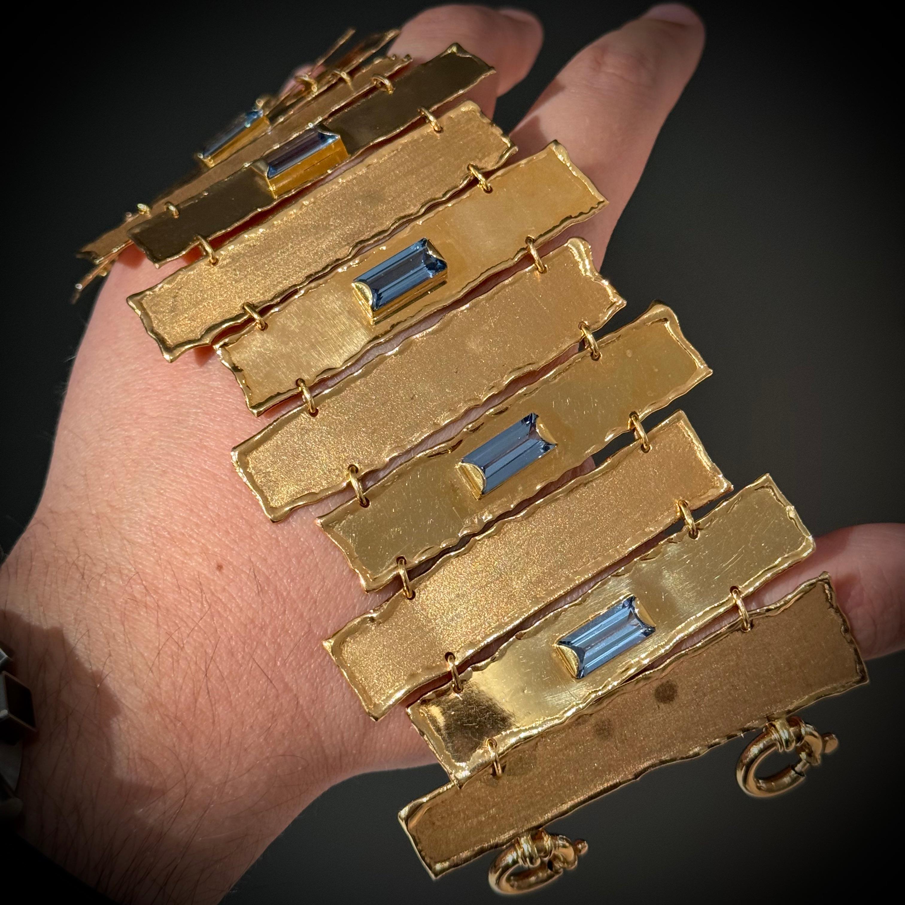 Vintage Blue Spinel Walkway Bracelet in 19.2K Rose Gold Portugal 1980s 1990s In Good Condition For Sale In Lisbon, PT