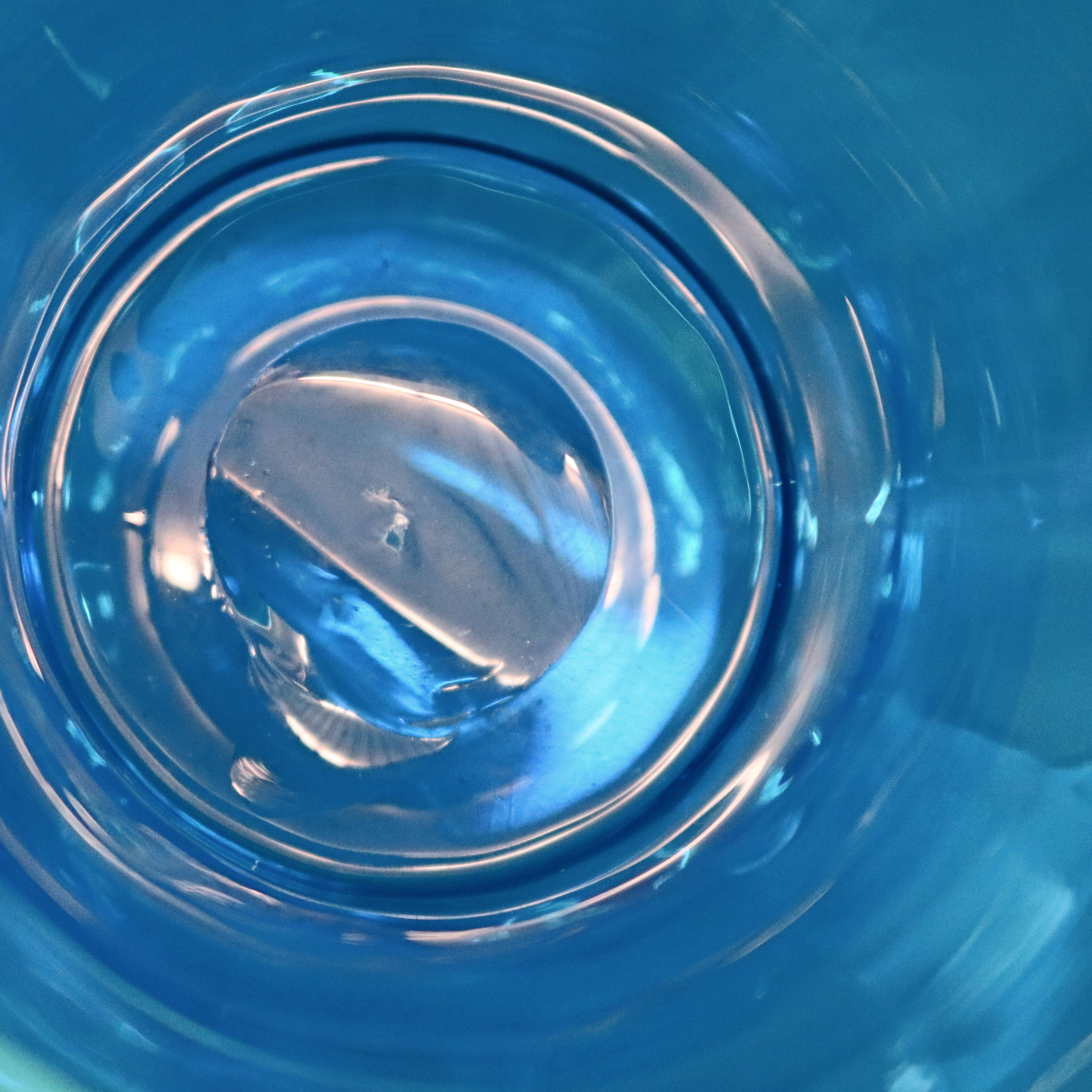 Vintage Blue Steuben Blown Art Glass Flared Center Compote, circa 1950 In Good Condition In Big Flats, NY