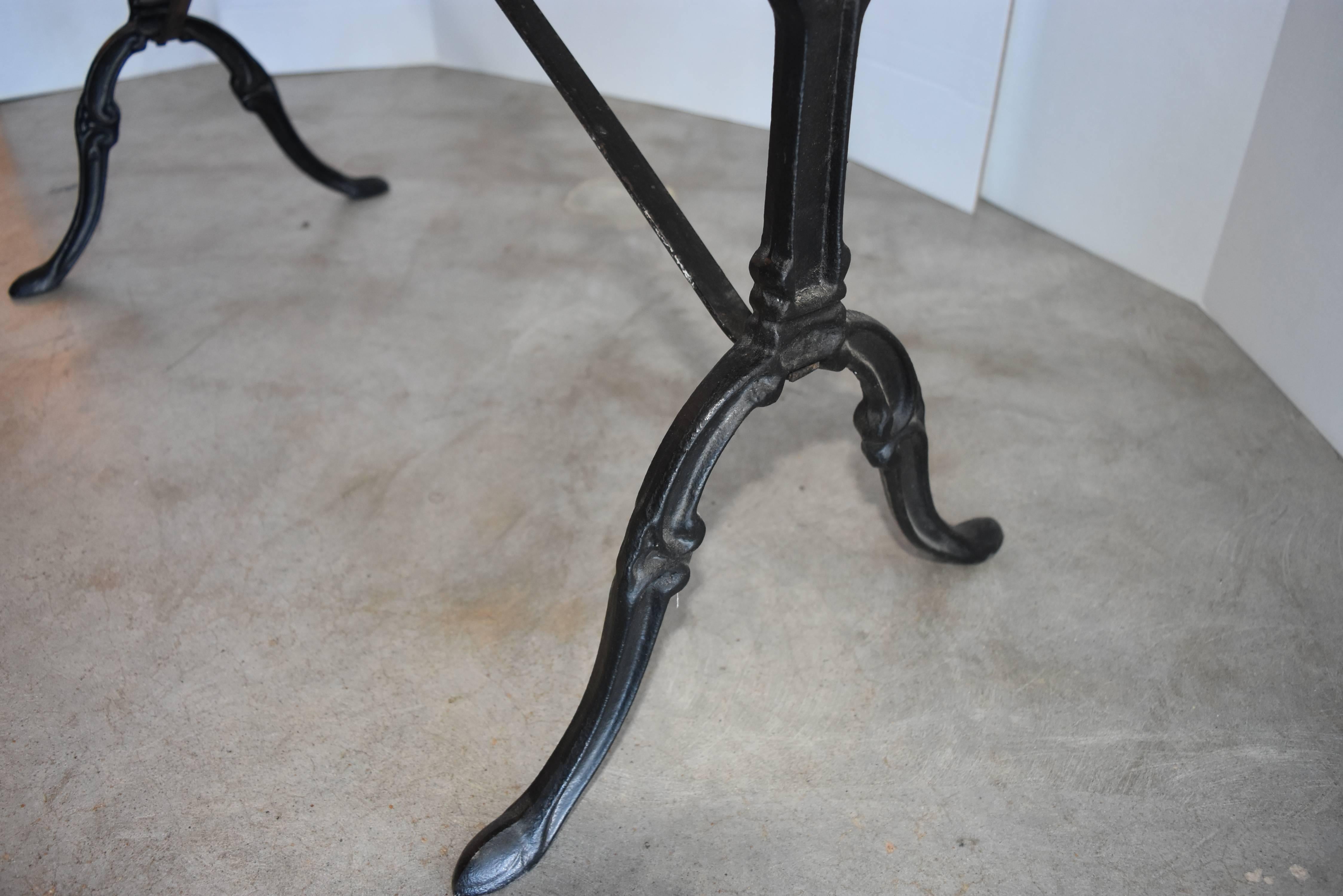 Vintage Blue Stone Marble Top Table with Metal Painted Black Base from Belgium 4