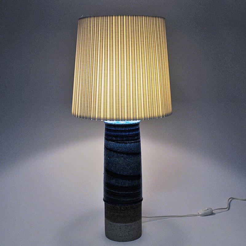 Mid-20th Century Vintage Blue Stoneware Table Lamp by Inger Persson for Rörstrand, Sweden 1960s