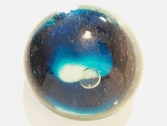 Fermacarte vintage in vetro blu Studio A a forma di bolla - Non firmato - metà del 20° secolo