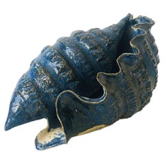Vintage Blue Studio Pottery Shell by Paul Linsley