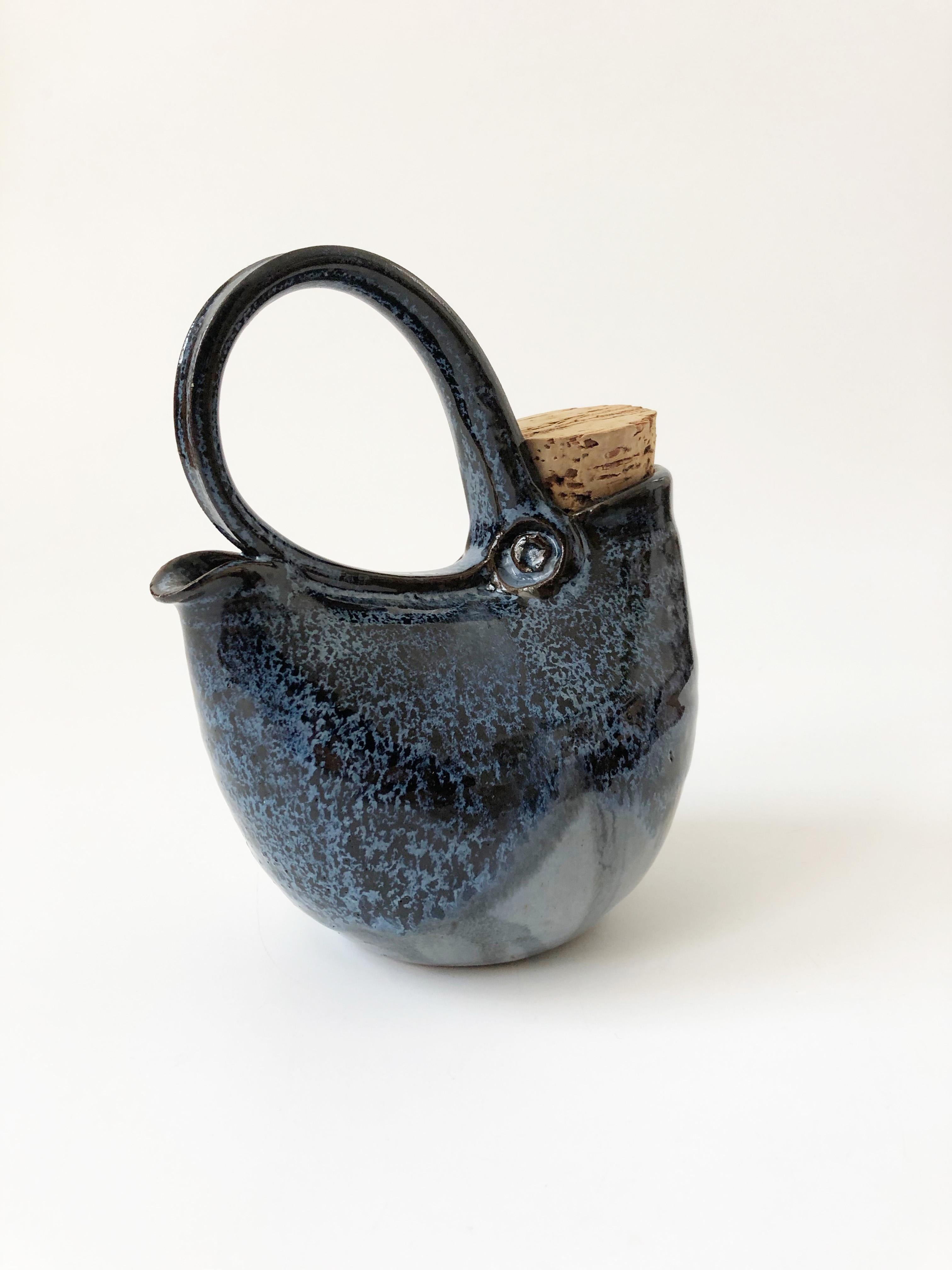 Organic Modern Vintage Blue Studio Pottery Teapot