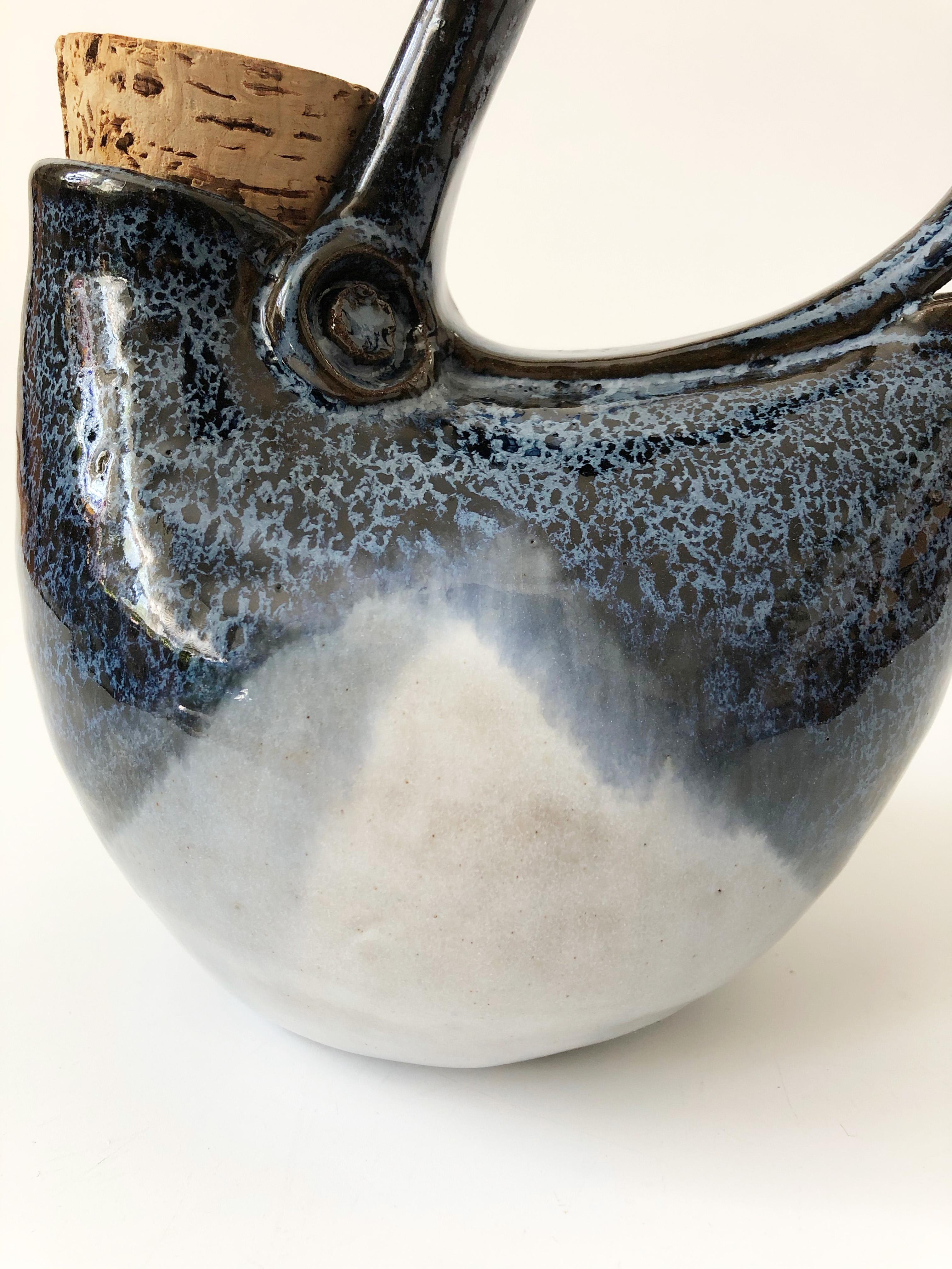 Vintage Blue Studio Pottery Teapot 3