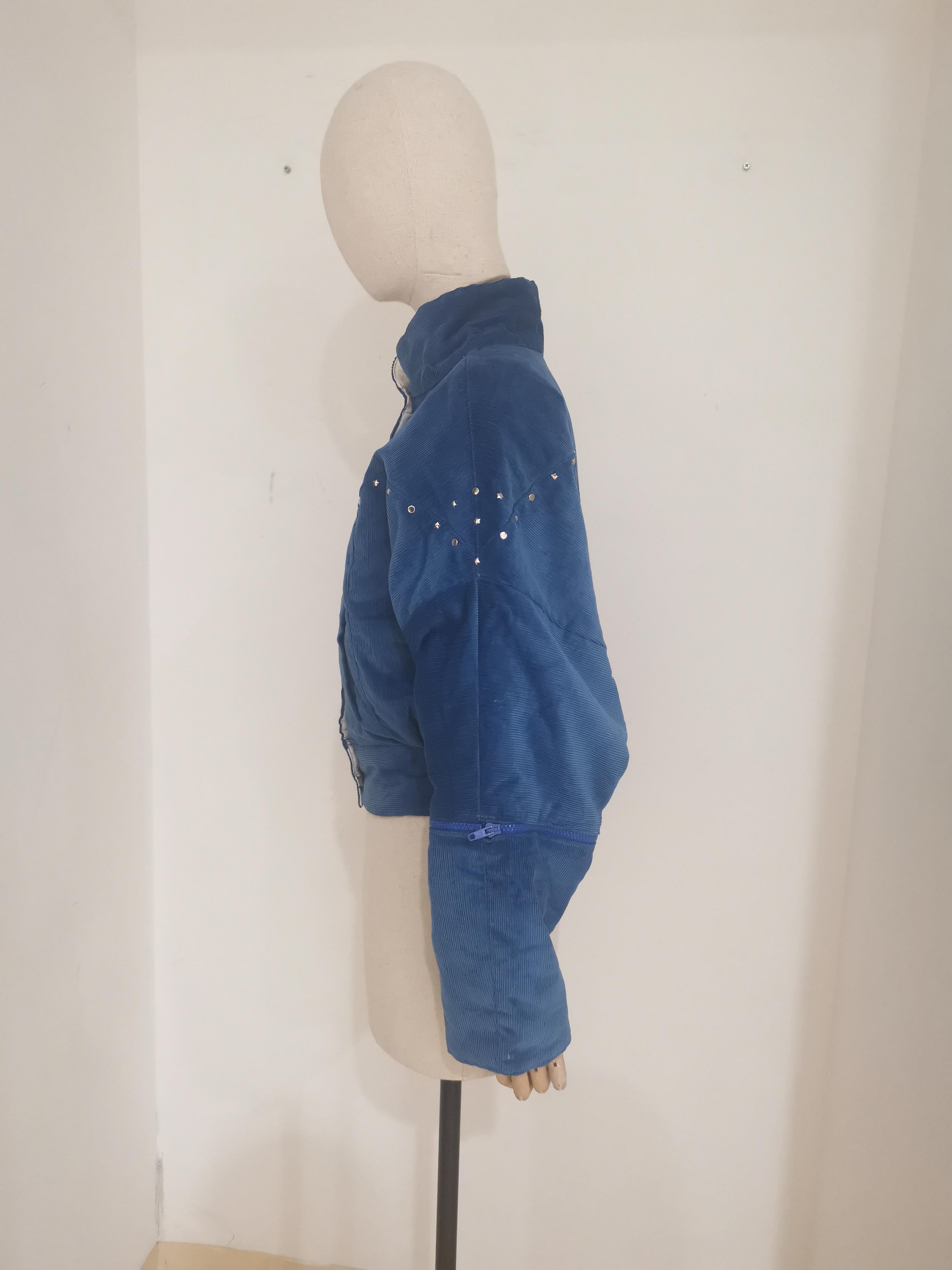 Vintage blue suede bomber jacket In Good Condition In Capri, IT