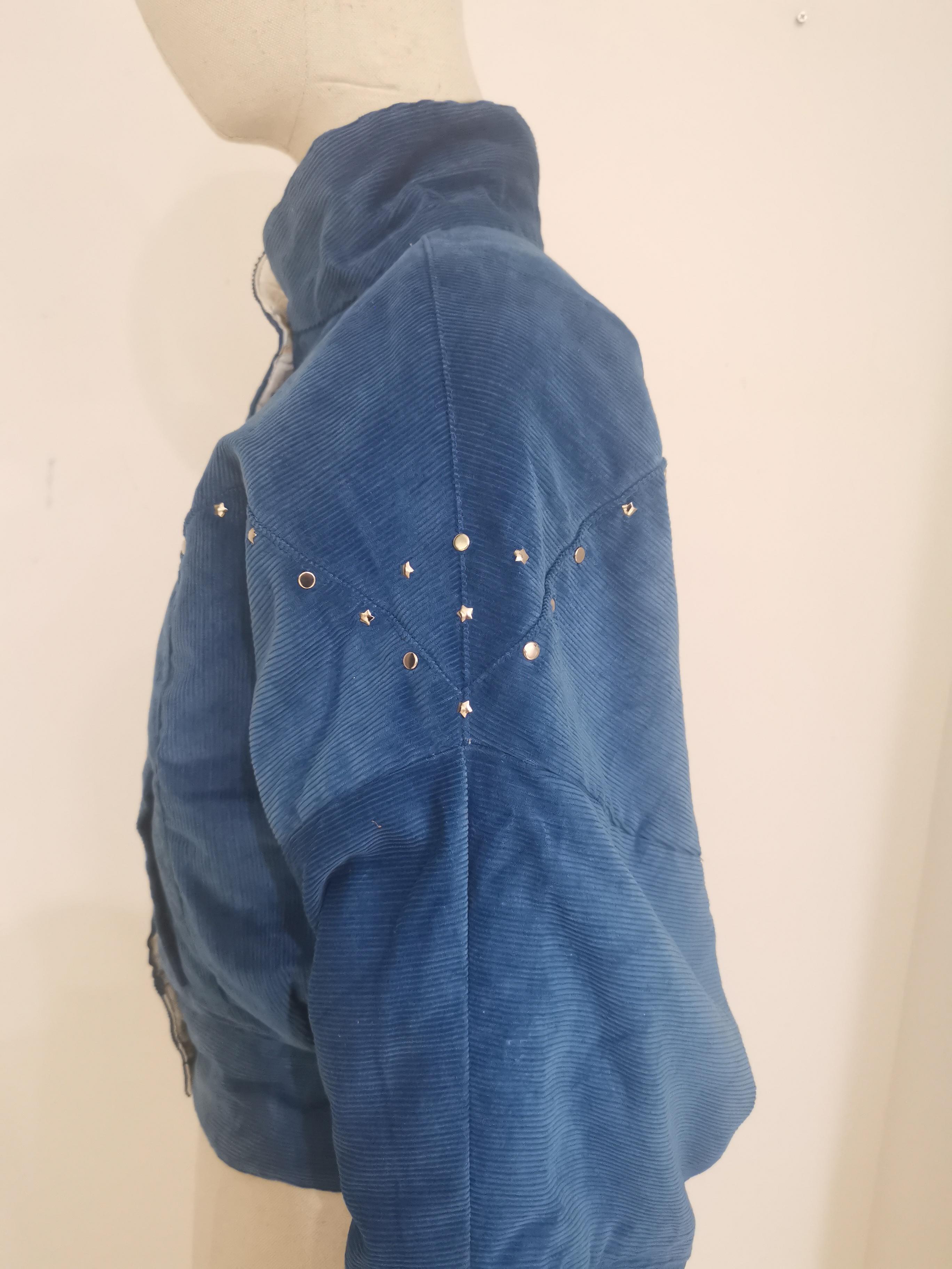 Women's Vintage blue suede bomber jacket