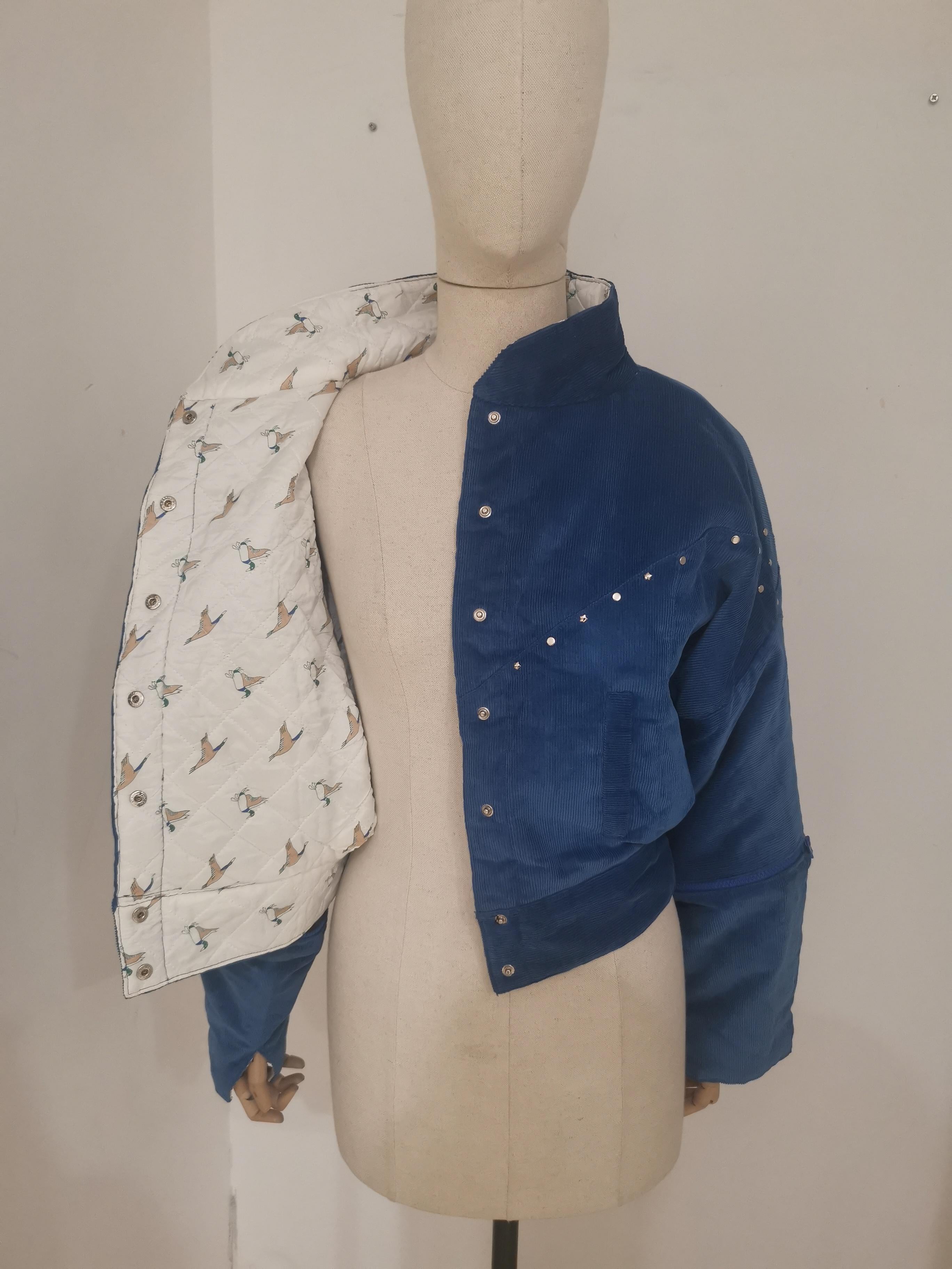 Vintage blue suede bomber jacket 2
