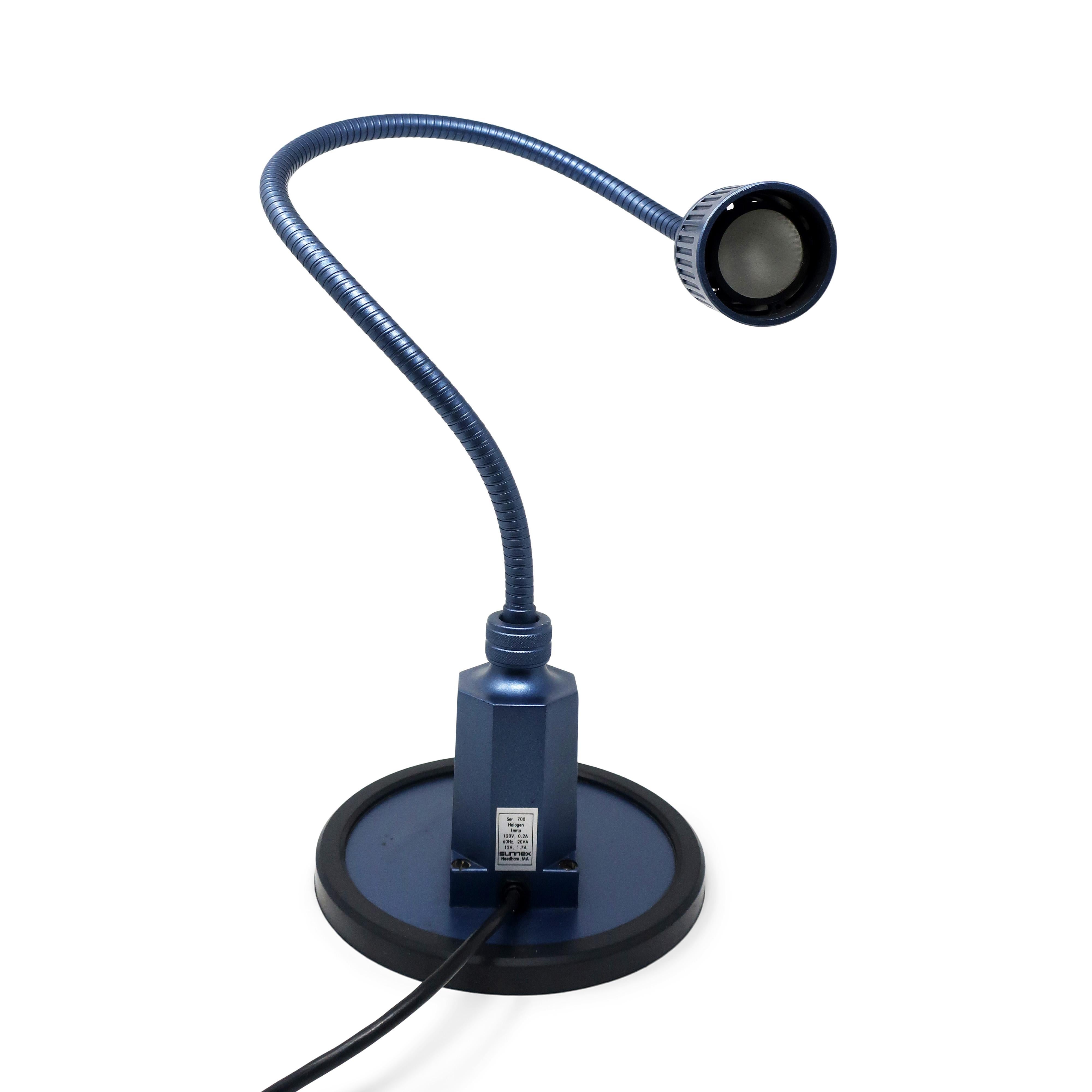 Vintage Blue Sunnex Gooseneck Desk Lamp In Good Condition For Sale In Brooklyn, NY
