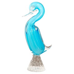 Escultura vintage Cisne azul de cristal de Murano de Formia Venezia, fabricada en Italia