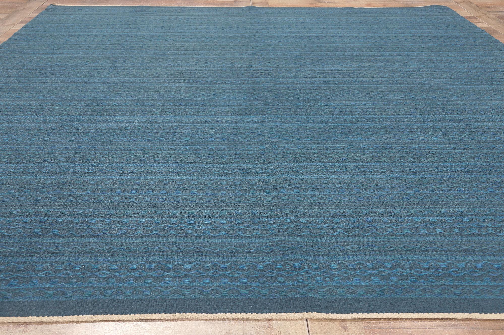 20th Century Vintage Swedish Rollakan Rug, Scandinavian Modern Meets Cycladic Santorini For Sale