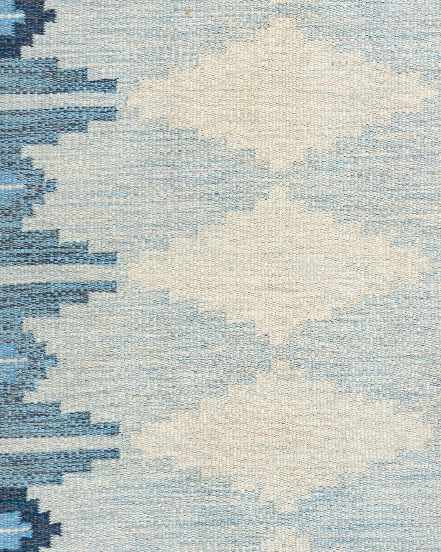 Tappeto scandinavo svedese blu vintage  4'6 x 6'10 in vendita 4