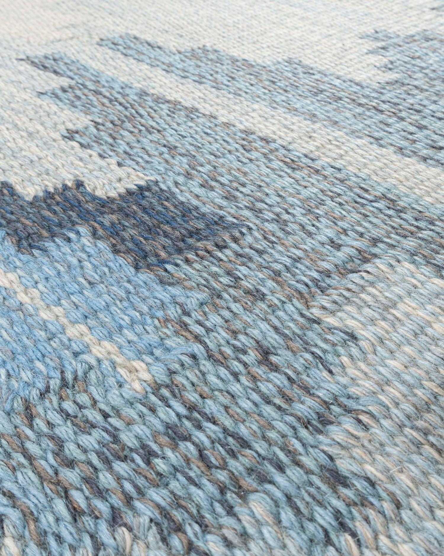 Tappeto scandinavo svedese blu vintage  4'6 x 6'10 in vendita 5