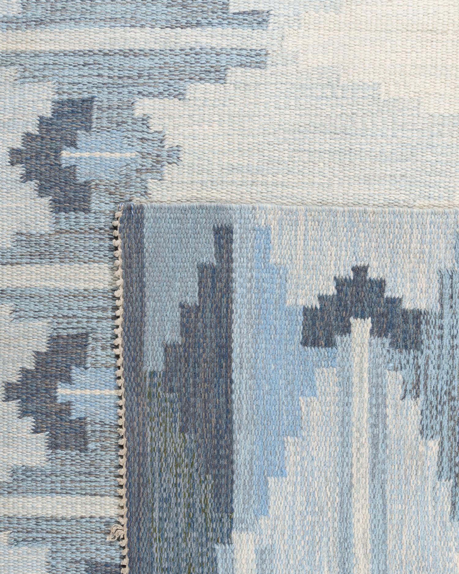 Tappeto scandinavo svedese blu vintage  4'6 x 6'10 in vendita 1