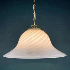 Vintage Blue Swirl Murano Pendant Lamp Venice Glass, Italy, 1980s