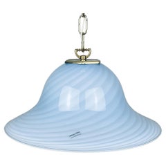Vintage Blue Swirl Murano Pendant Lamp Venice Glass, Italy, 1980s
