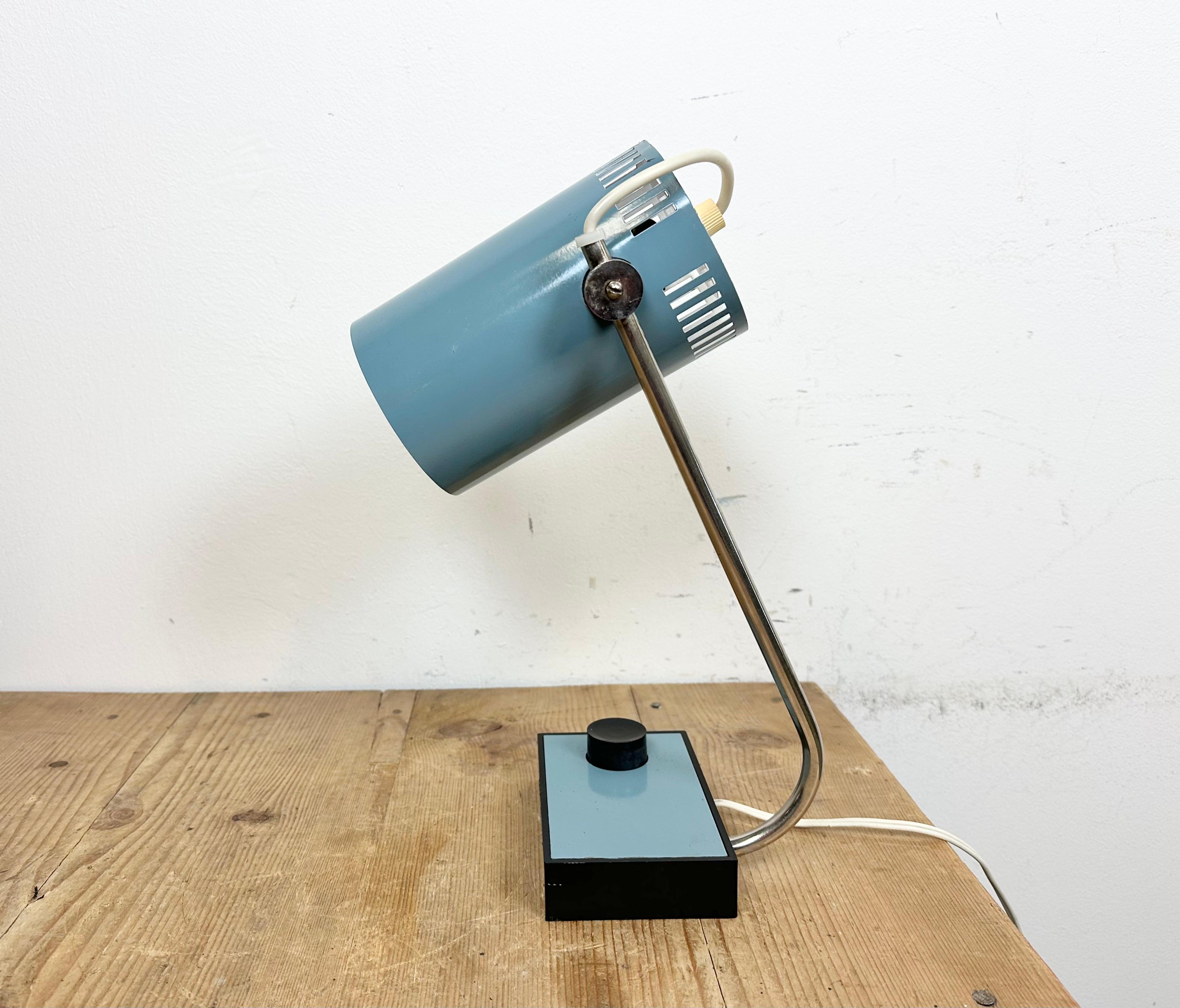 Industrial Vintage Blue Table Lamp, 1960s For Sale