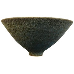 Vintage Blue Textured Studio Pottery Bowl