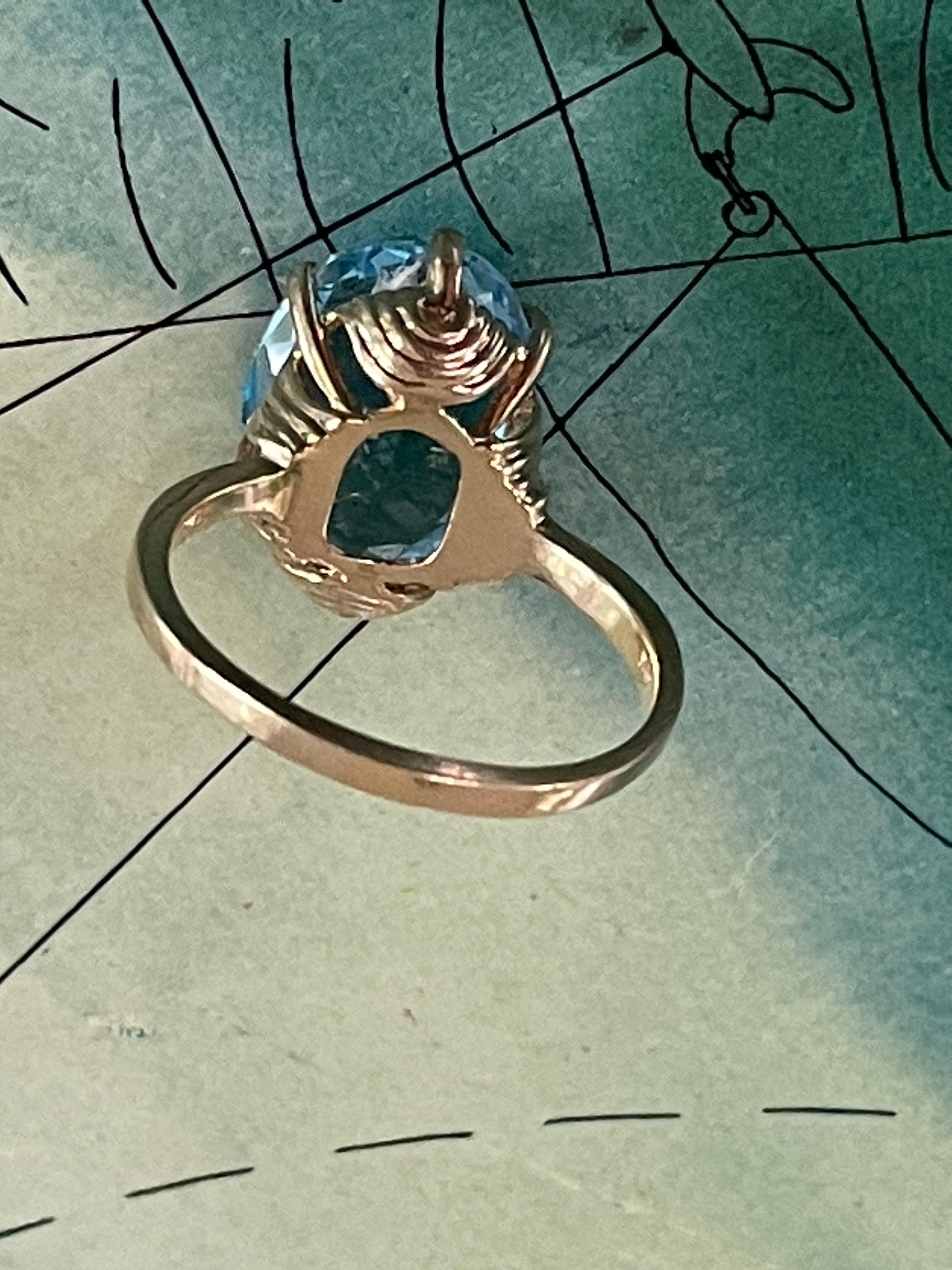 This beautiful ring features an oval, faceted Blue Topaz stone which measures 16 x 12mm.
Blue Topaz is the birthstone for December Blue Topaz is associated with wisdom, communication, and finding the perfect pathways to success and sweet