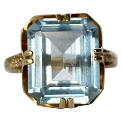 Vintage Blue Topaz and 9 Carat Gold Ring