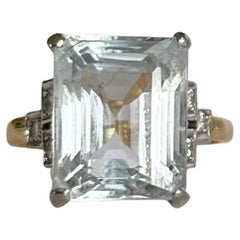 Vintage Blue Topaz and Diamond 18 Carat Gold Ring