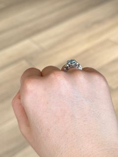 Vintage Blue Topaz and Diamond Platinum Ring