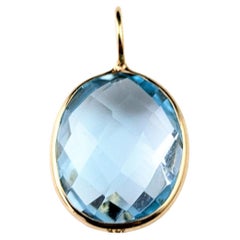 Vintage Blue Topaz pendant, 14k yellow gold