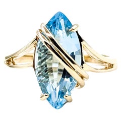 Vintage Blue Topaz Ring in 14k Yellow Gold
