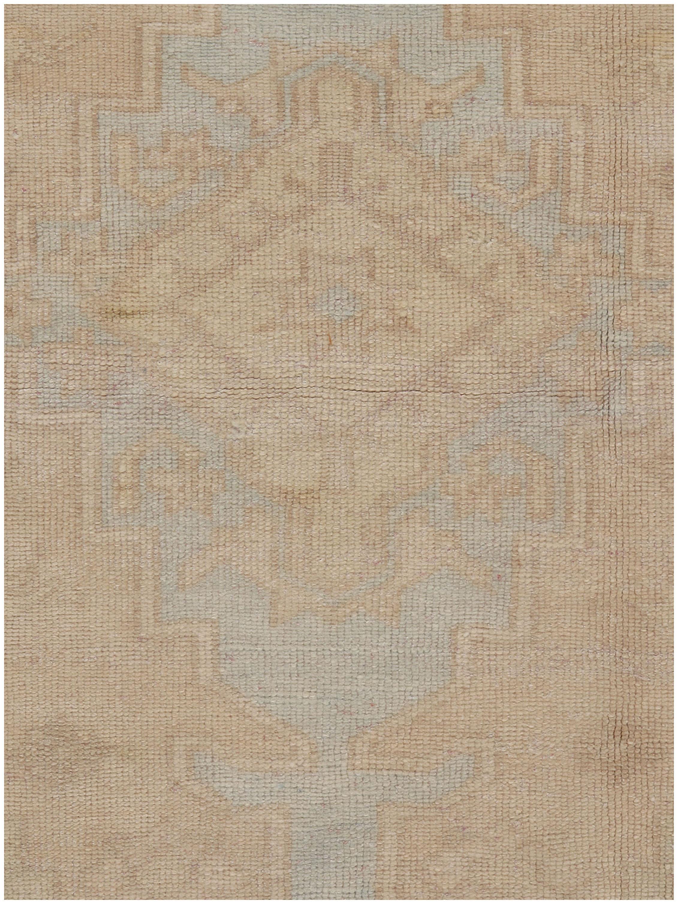 Vintage Blau Türkisch Oushak Bereich Teppich 4'3 x 5'3 (Handgewebt) im Angebot
