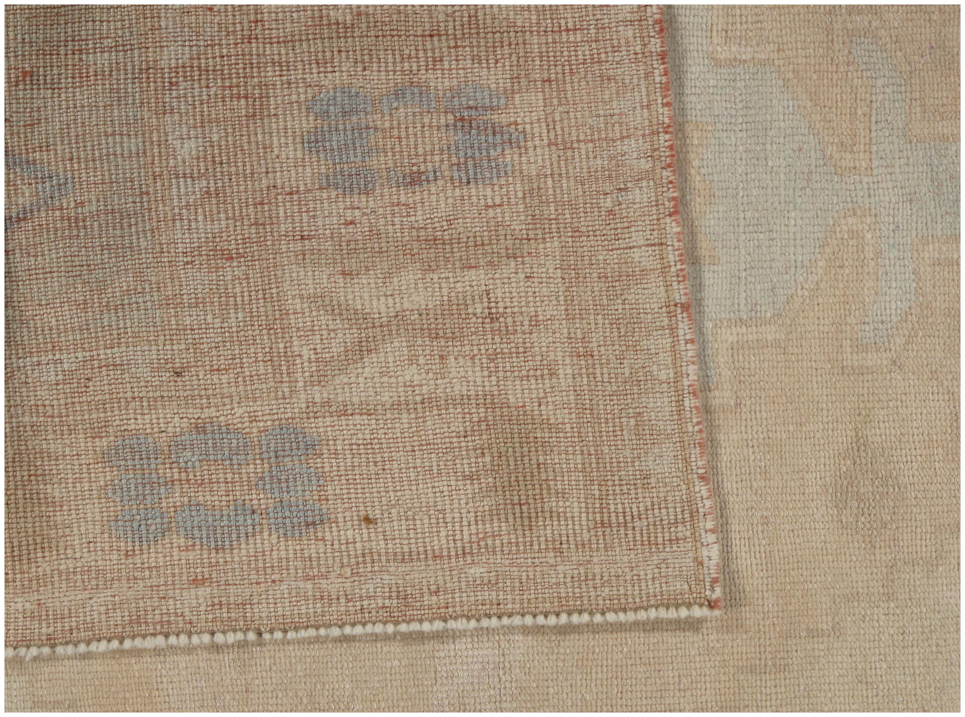 Vintage Blau Türkisch Oushak Bereich Teppich 4'3 x 5'3 (Wolle) im Angebot