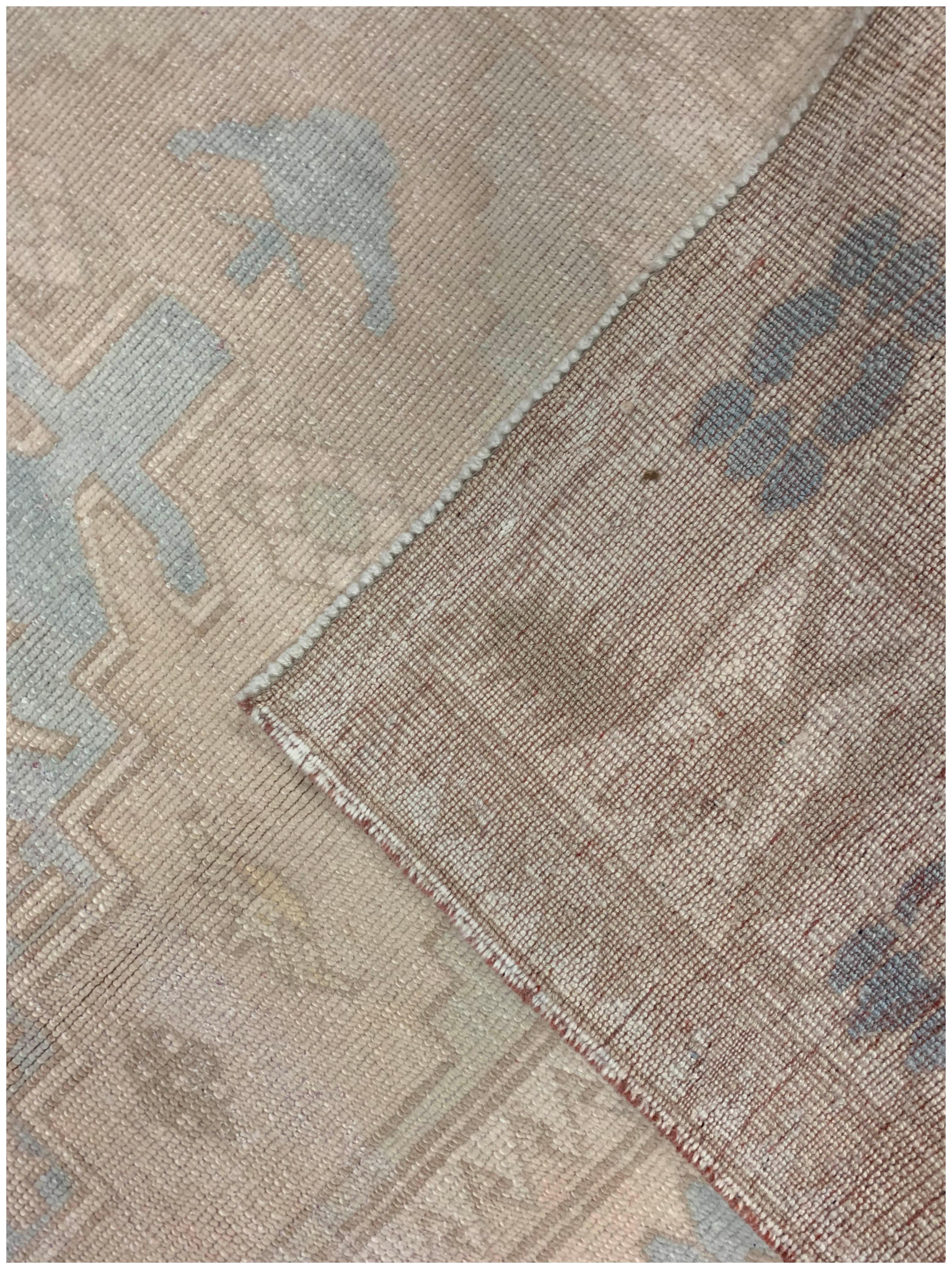 Vintage Blau Türkisch Oushak Bereich Teppich 4'3 x 5'3 im Angebot 3