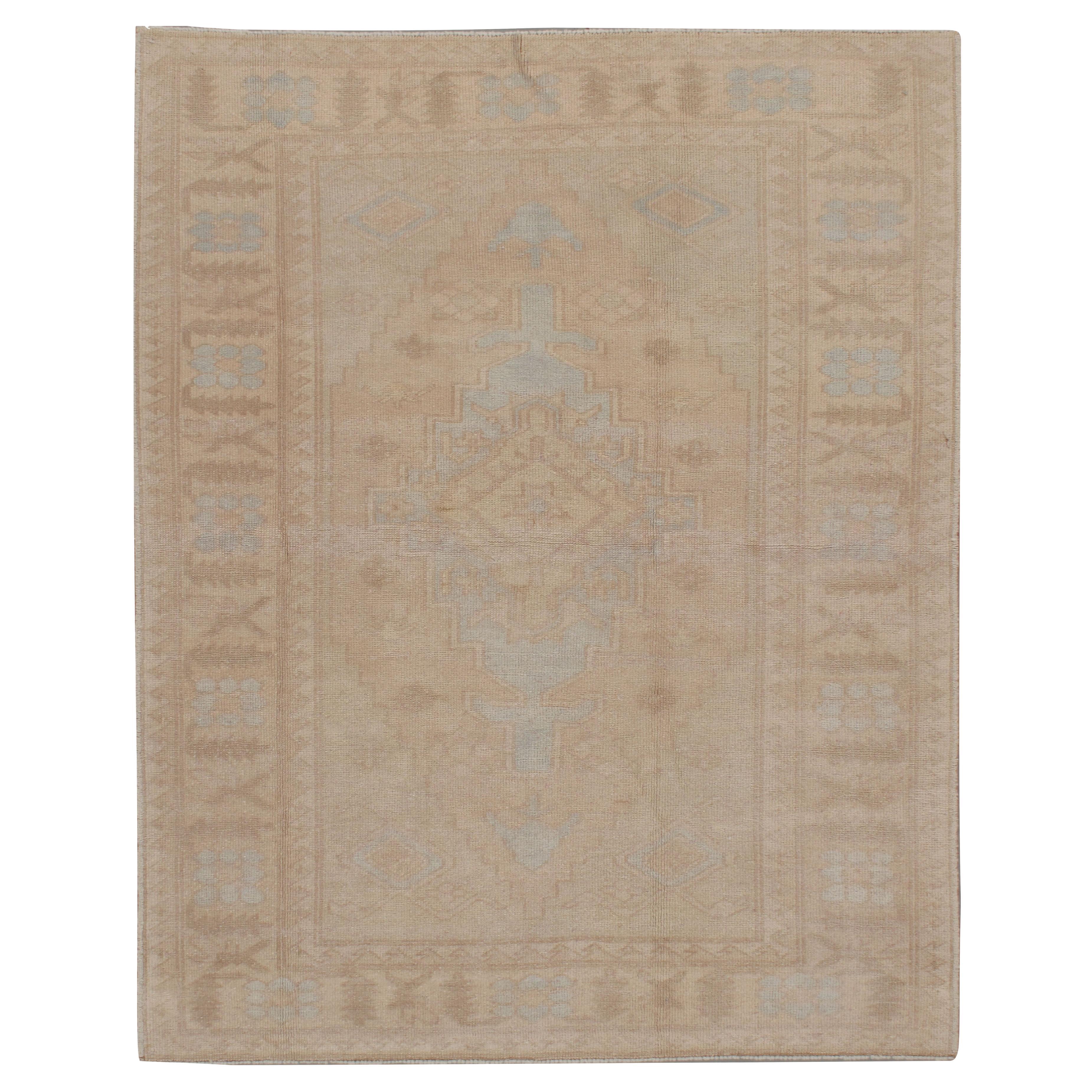 Vintage Blue Turkish Oushak Area Rug 4'3 x 5'3