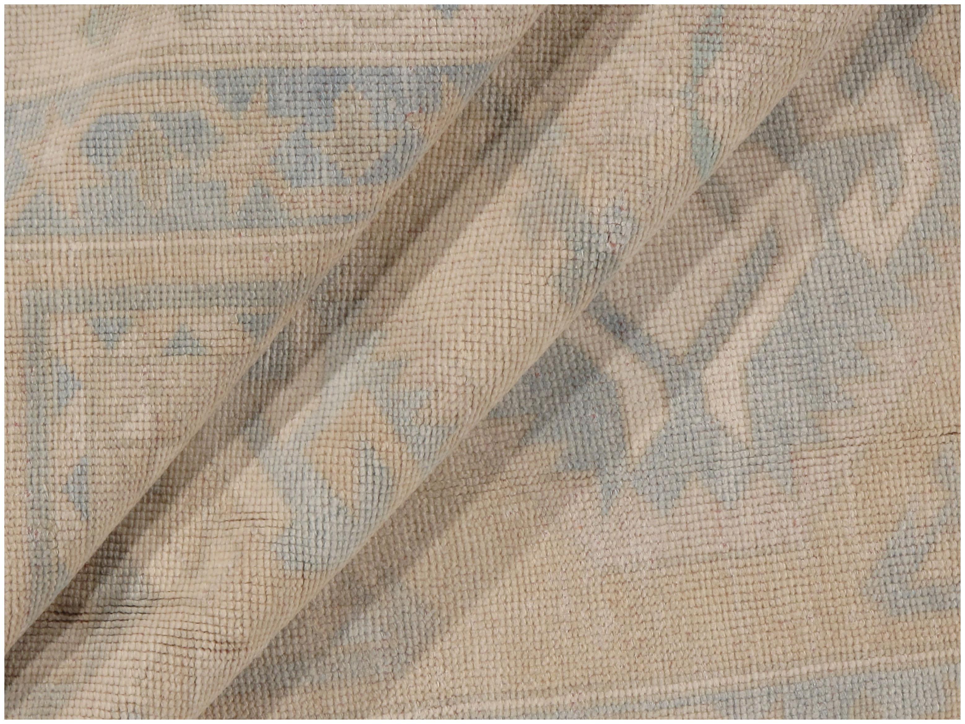 Vintage Blau Türkisch Oushak Bereich Teppich 4'6 x 6'5 (Wolle) im Angebot