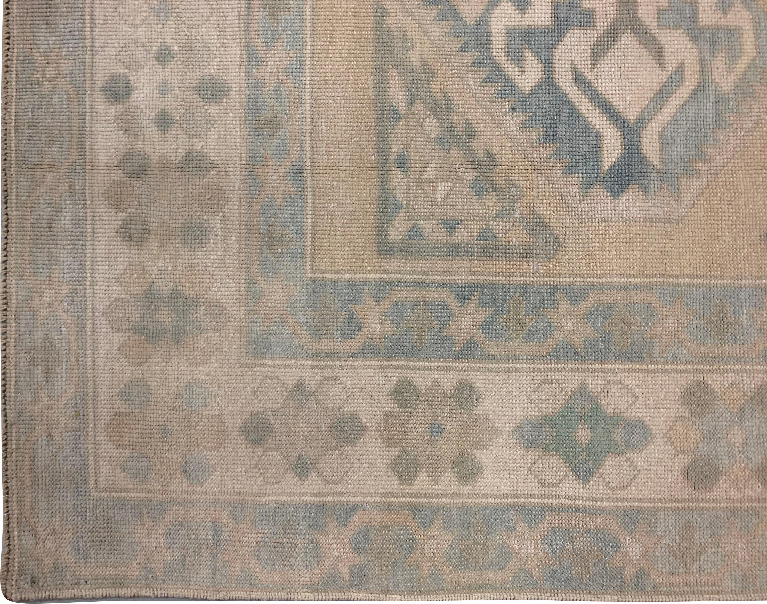 Vintage Blau Türkisch Oushak Bereich Teppich 4'6 x 6'5 im Angebot 2