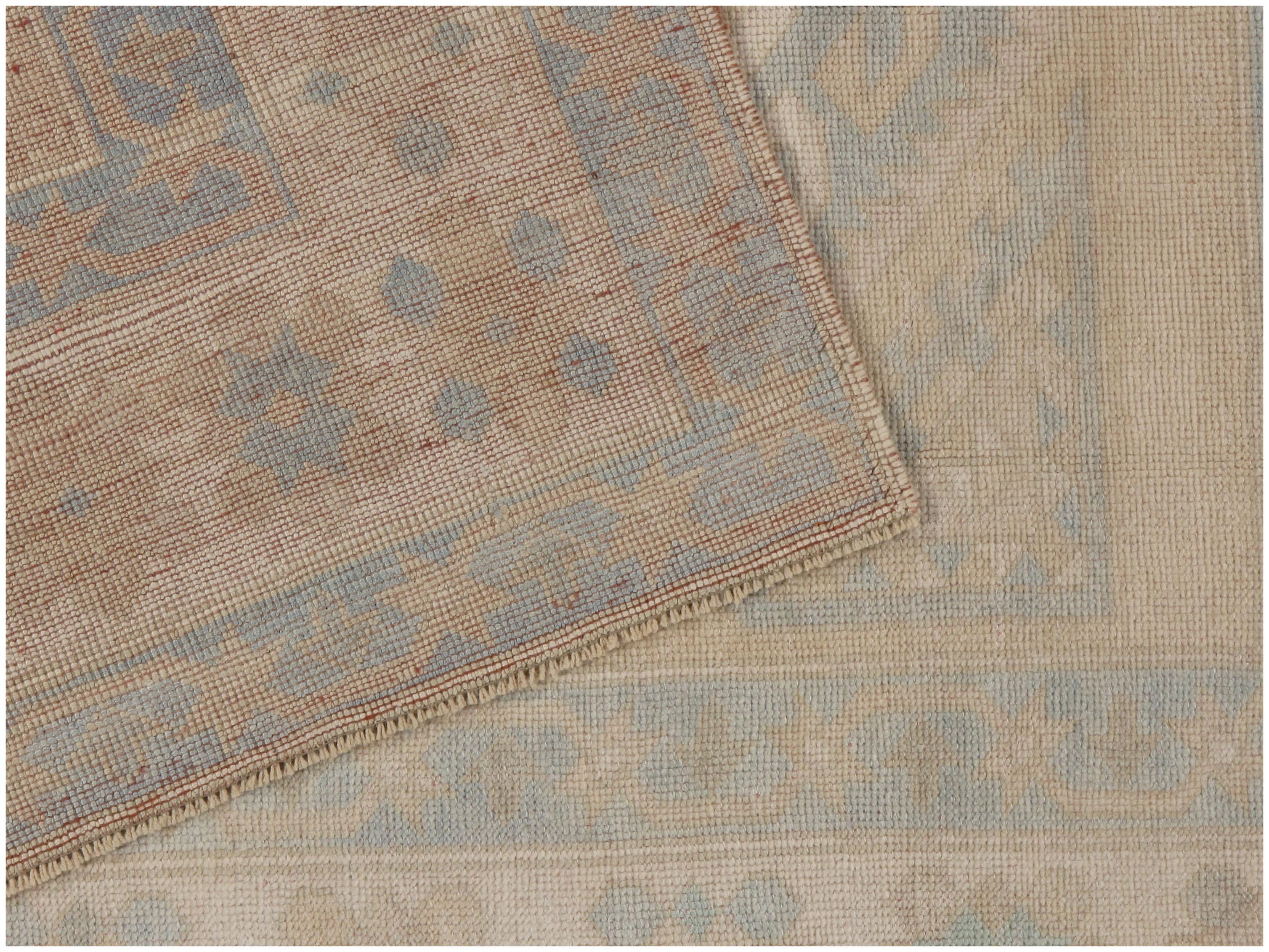Vintage Blau Türkisch Oushak Bereich Teppich 4'6 x 6'5 im Angebot 3