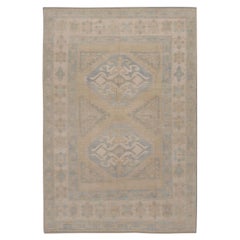 Vintage Blue Turkish Oushak Area Rug 4'6 x 6'5