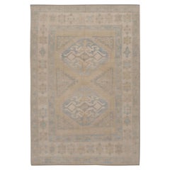 Tapis turc Oushak bleu vintage 4'6 x 6'5