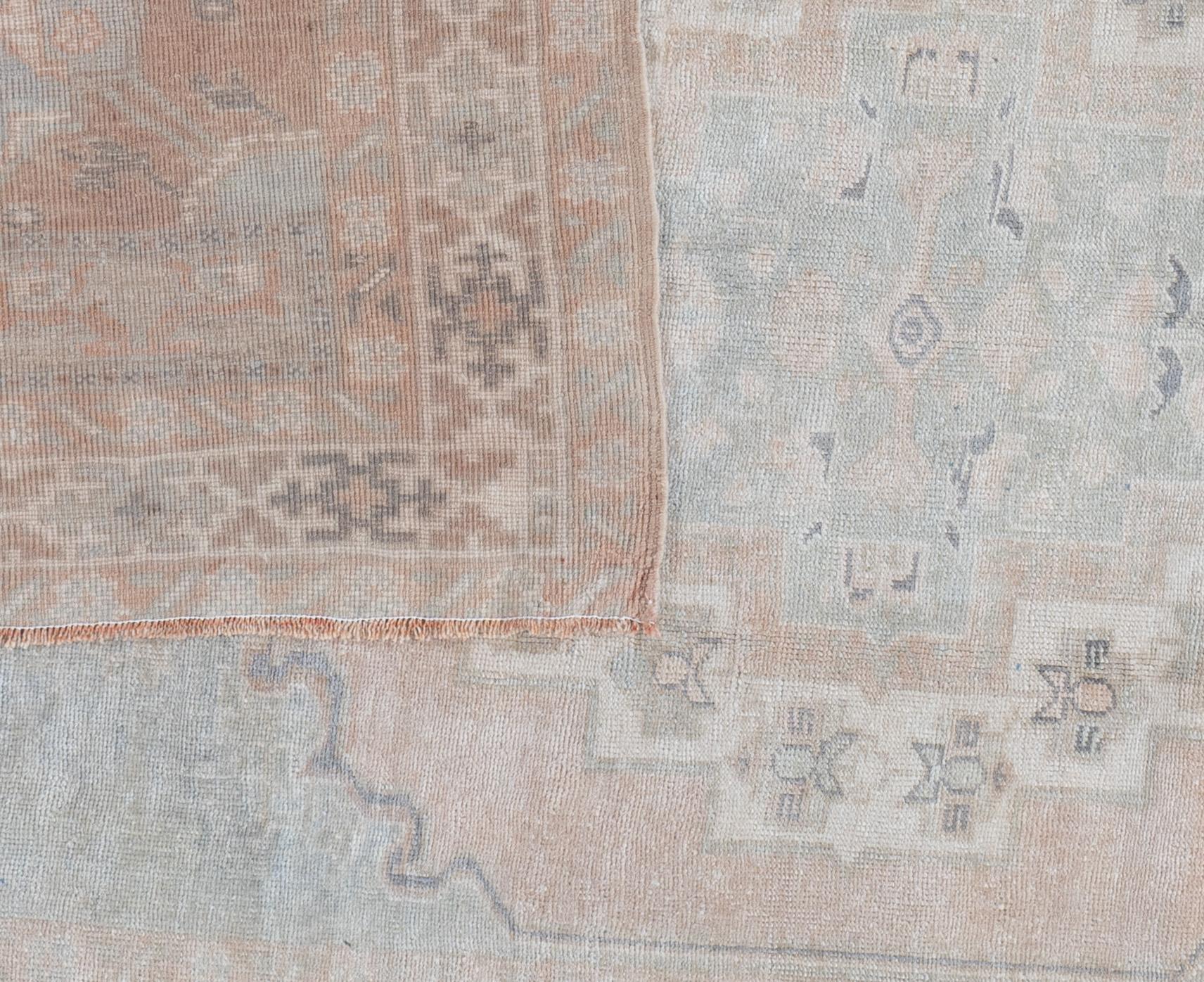Turco Tappeto Oushak turco blu vintage 4'4 X 7' in vendita