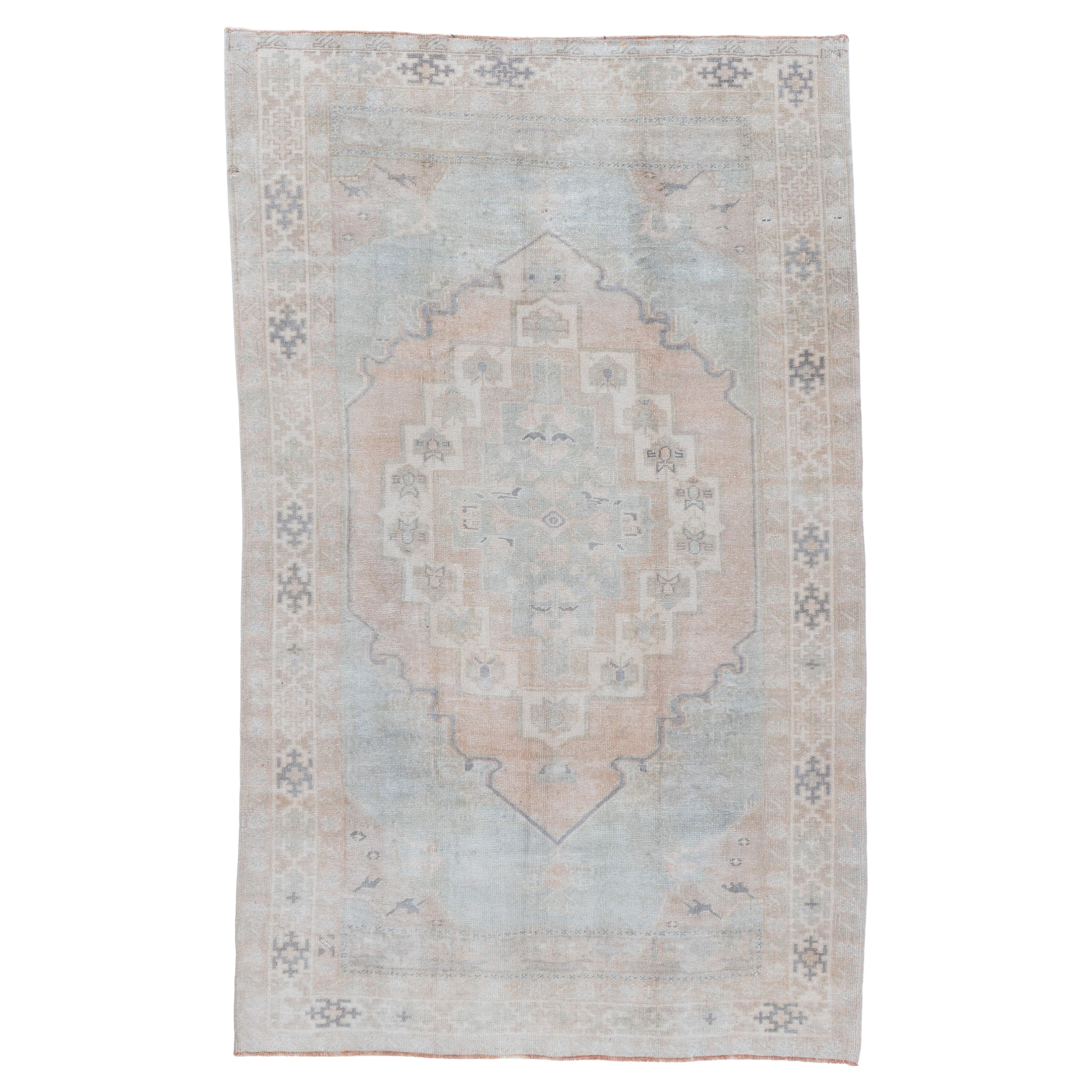 Tappeto Oushak turco blu vintage 4'4 X 7'