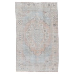 Tappeto Oushak turco blu vintage 4'4 X 7'