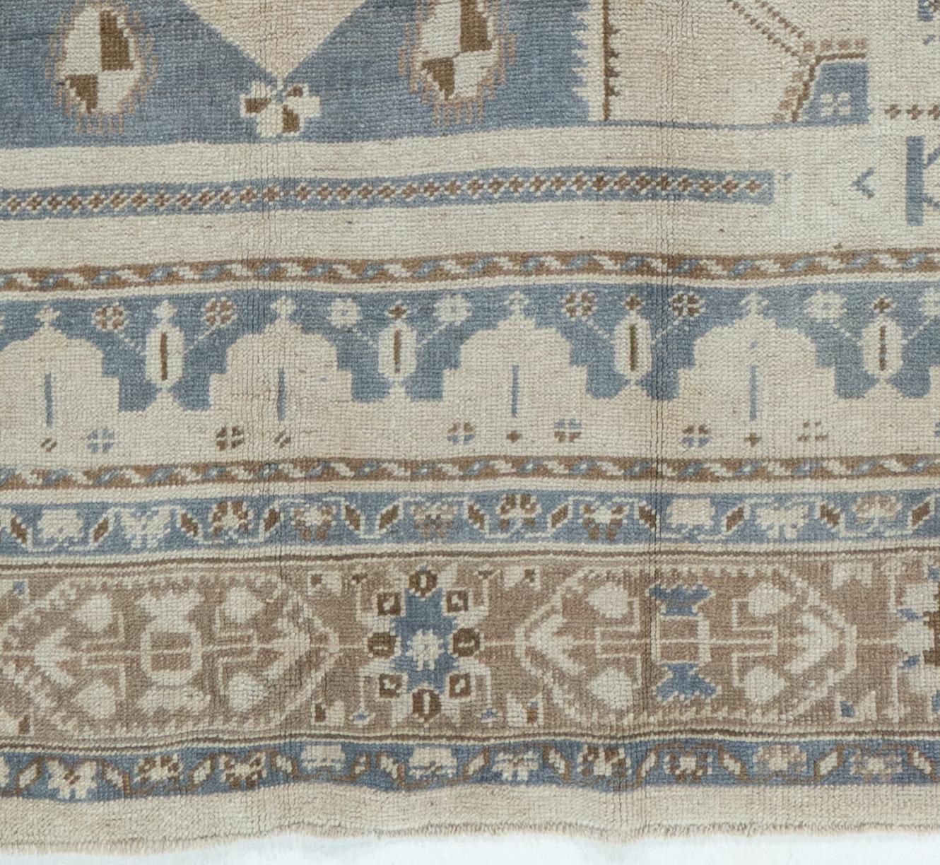 Alfombra Turca Oushak Azul Vintage 4'9 x 8'4 Turco en venta