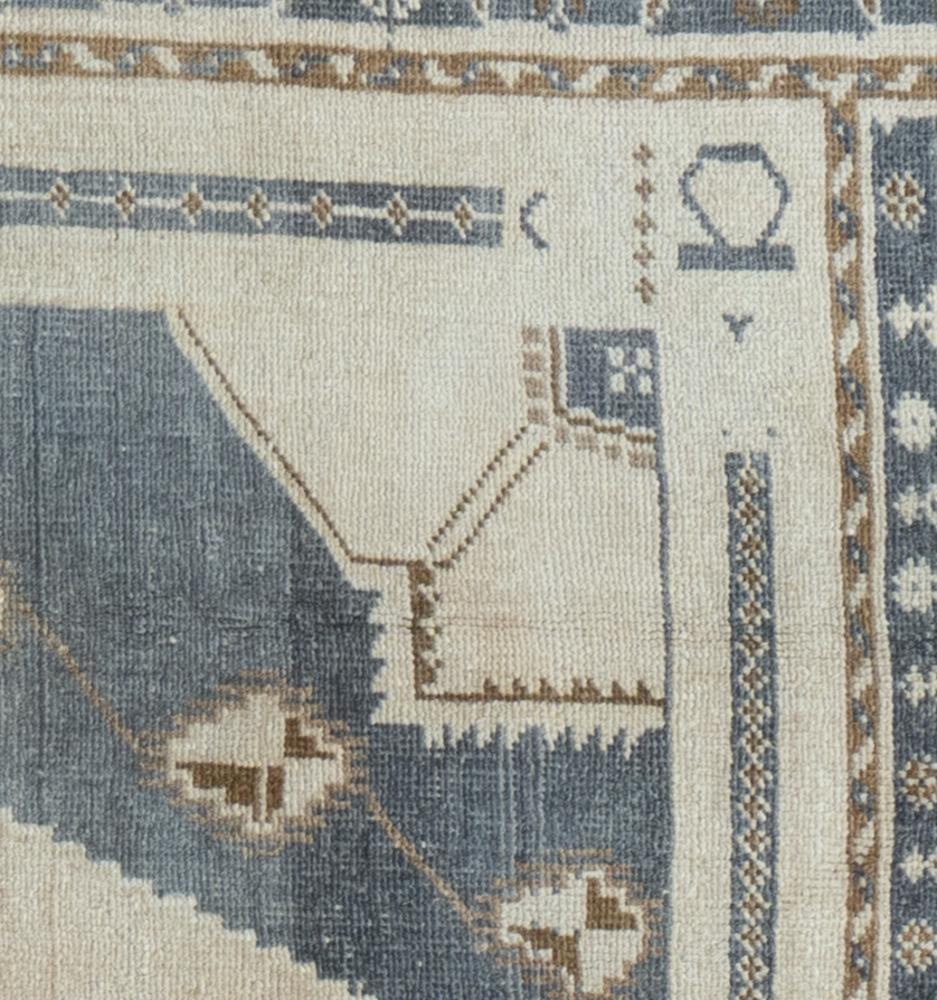 Alfombra Turca Oushak Azul Vintage 4'9 x 8'4 Tejido a mano en venta
