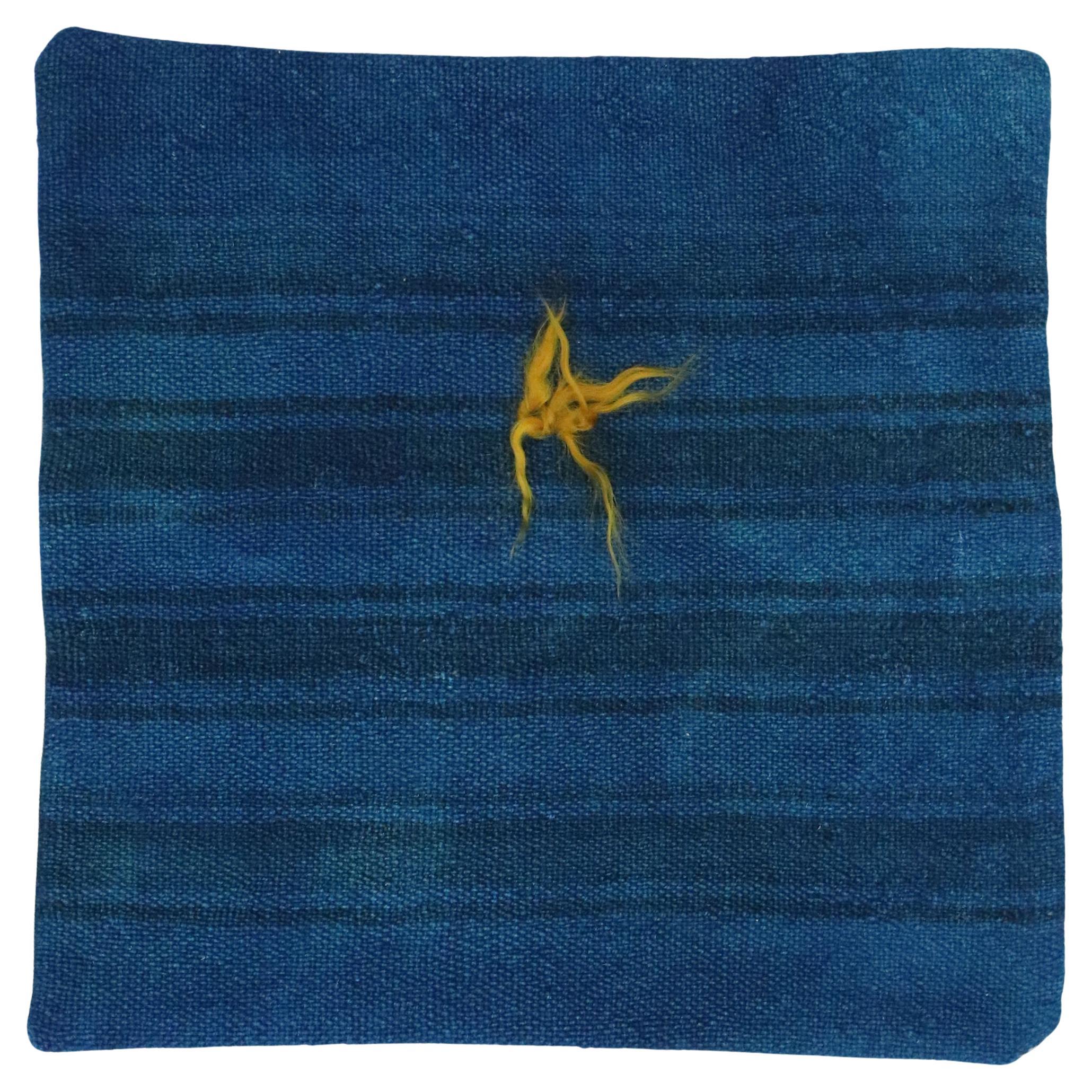 Vintage Blue Turkish Wool Rug Pillow Cover