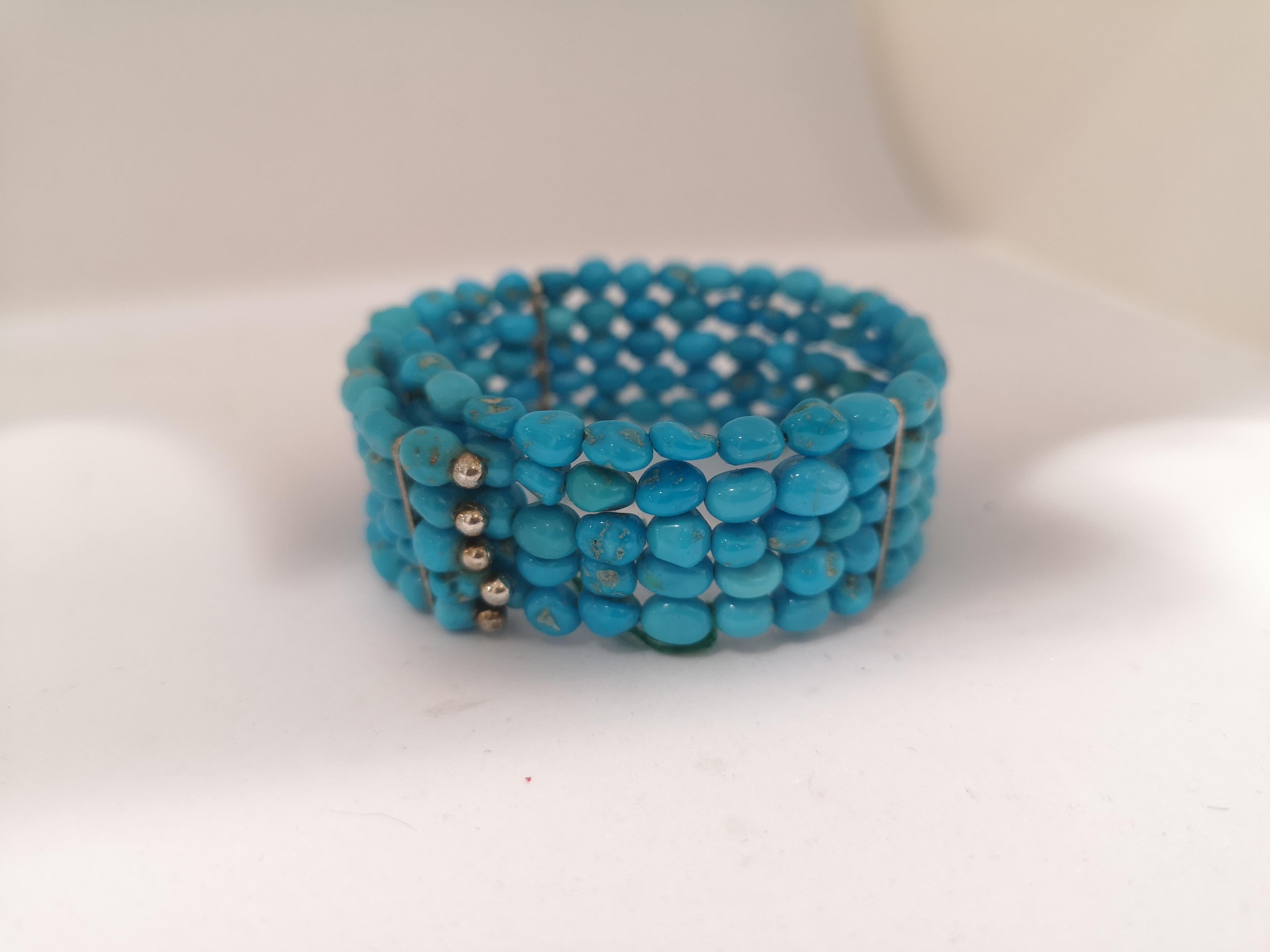 Vintage blue turquoise bracelet In Excellent Condition In Capri, IT