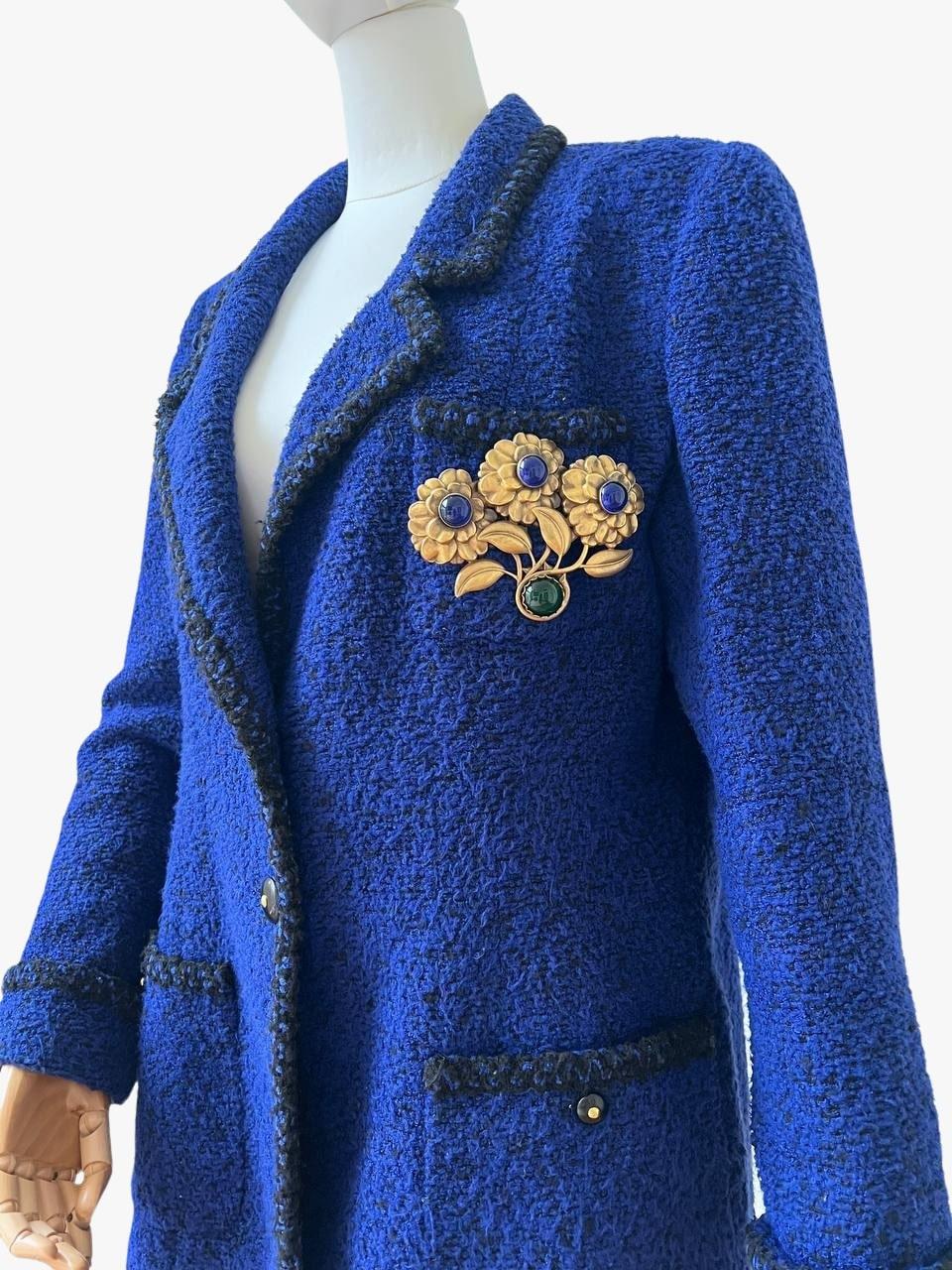Vintage Blue Tweed Double-breasted Chanel Jacket, 1995 11