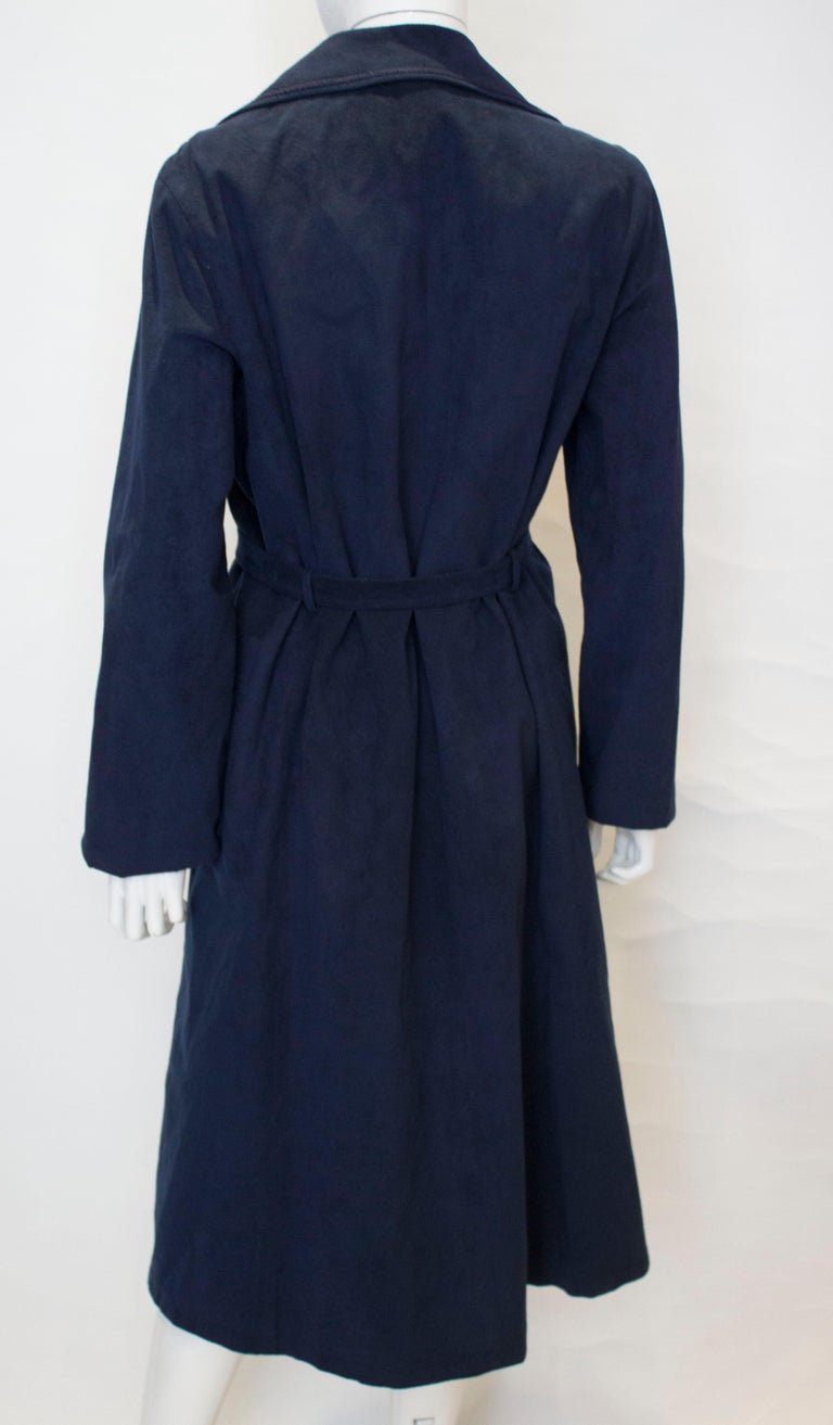 Vintage Blue Ultrasuede Trenchcoat For Sale at 1stDibs