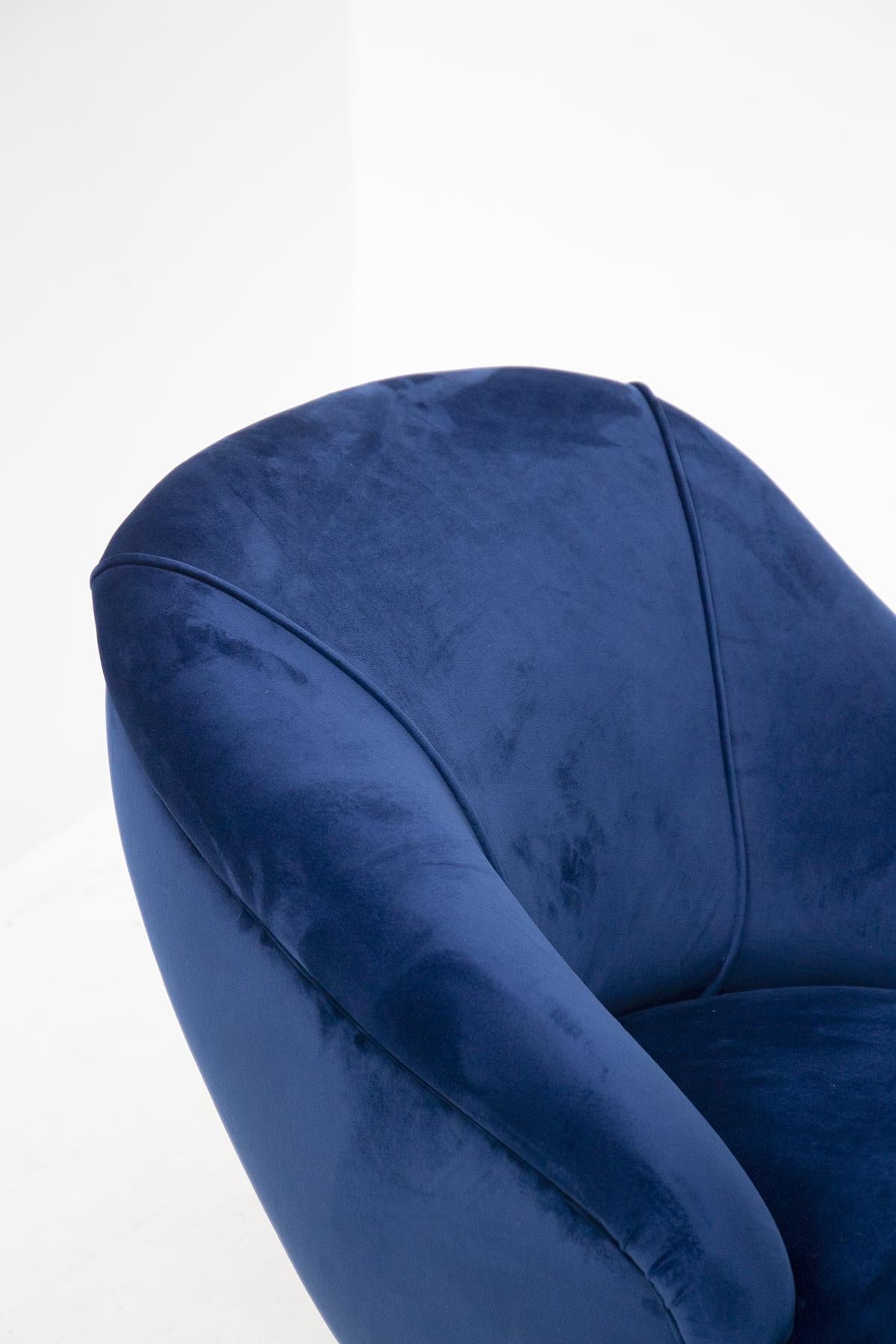 Vintage Blue Velvet Armchairs by Gio Ponti for Casa e Giardino 1