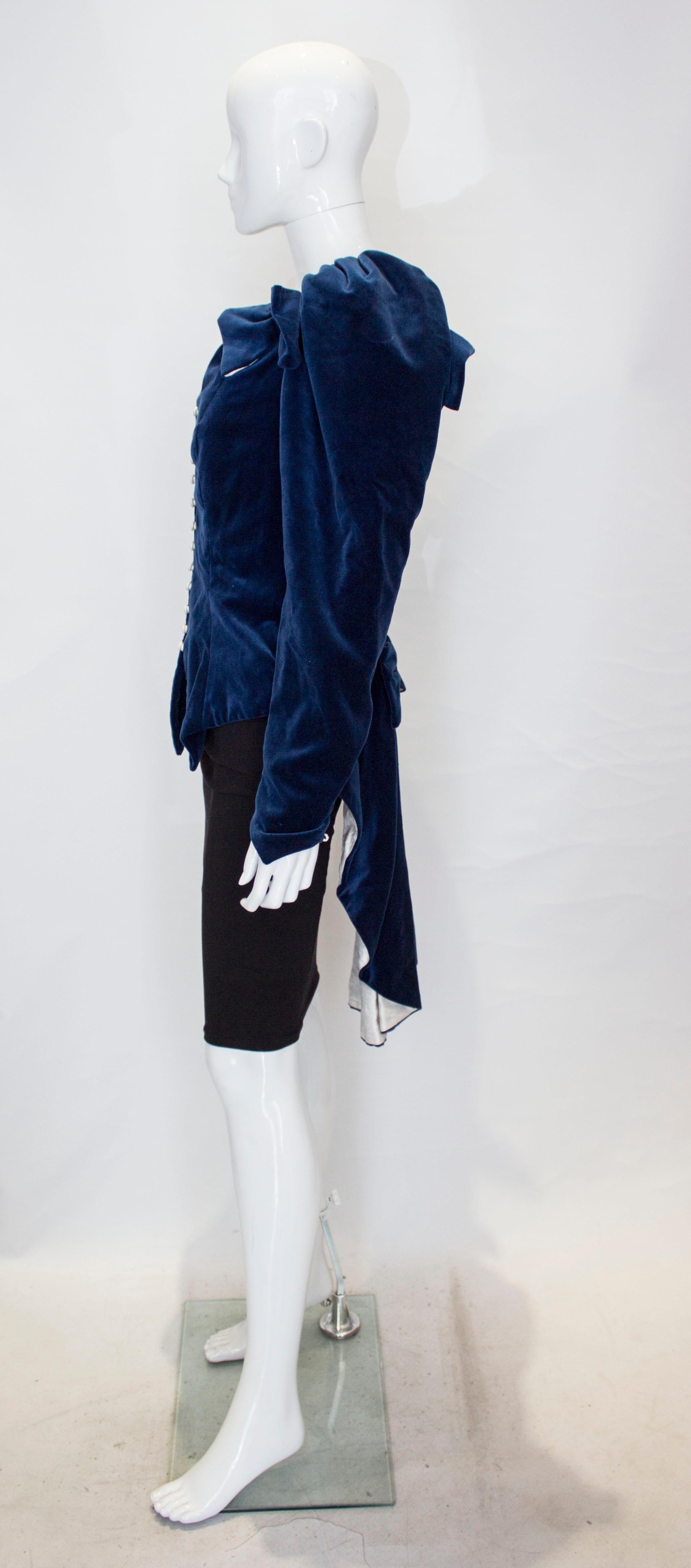 Women's Vintage Blue Velvet Jacket /Top by Renee Joyce For Sale