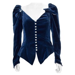 Vintage Blue Velvet Jacket /Top by Renee Joyce