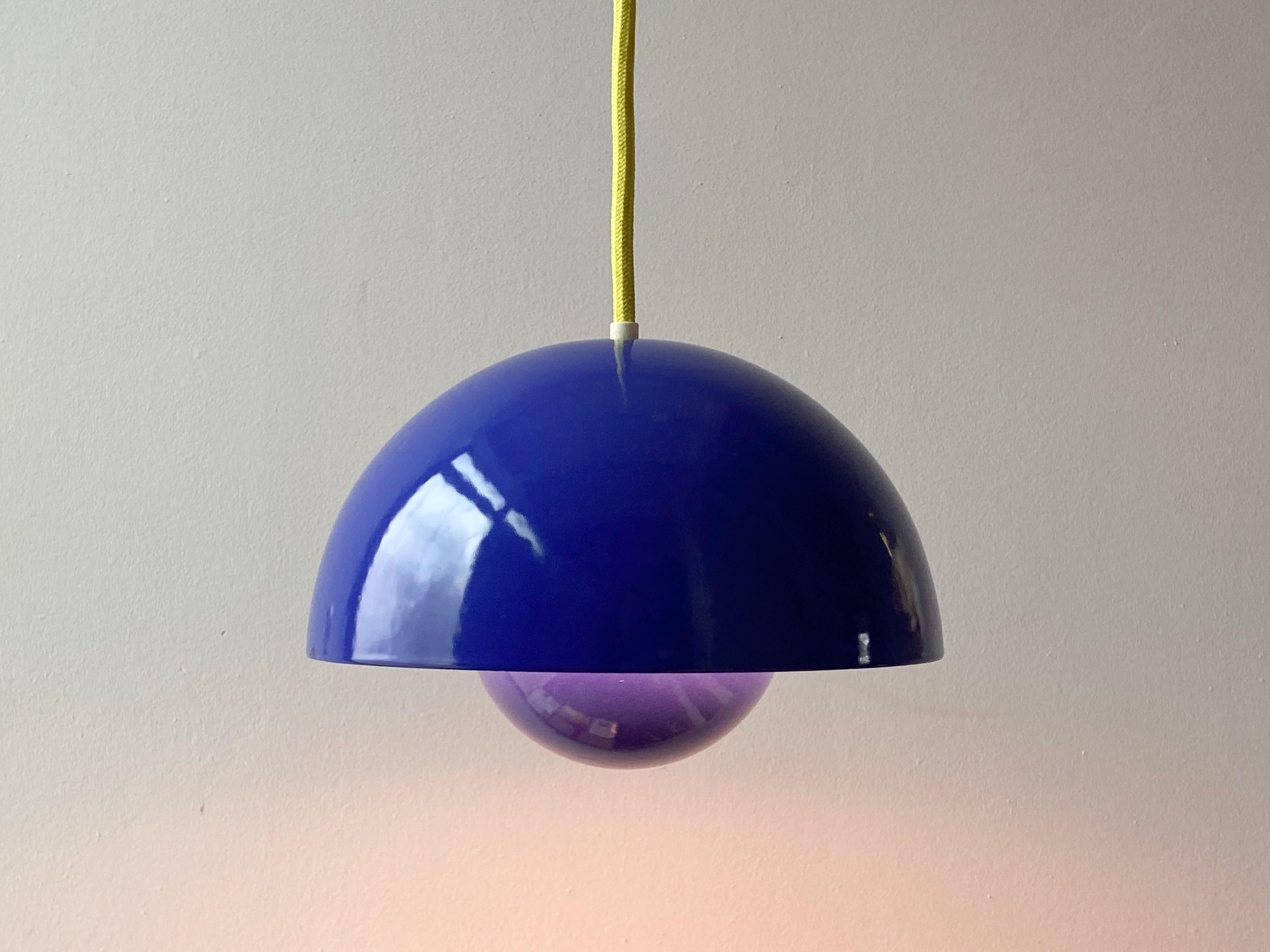 Vintage Blue Verner Panton Enamel Flowerpot Lamp by Louis Poulsen, Denmark 1