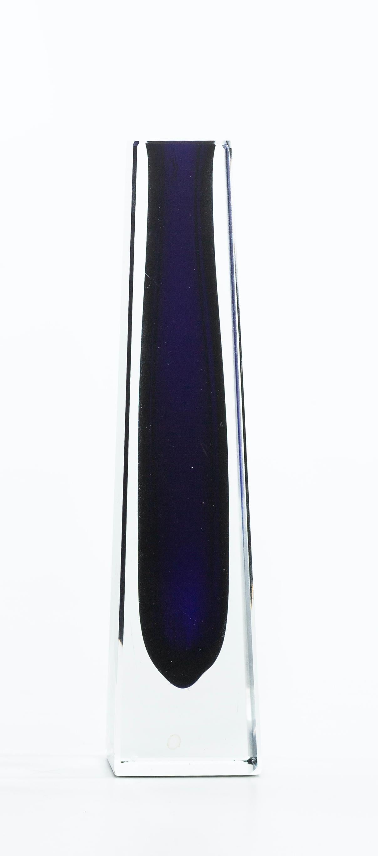 Vintage Blue/Violet Glass Vase, Germany, 1960s In Excellent Condition In Roma, IT